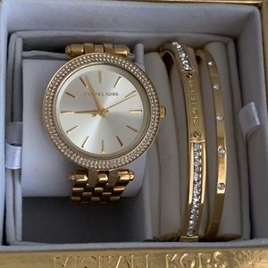 Michael Kors Mini Darci Goldtone Stainless Steel Watch and Bracelet Set